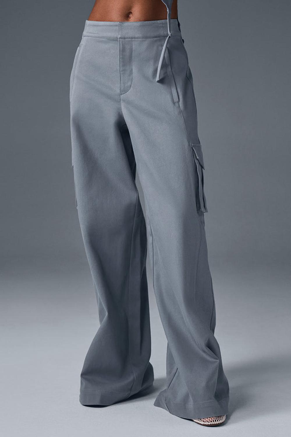 Pantalon Alo Yoga Show Off Cargo Wide Leg (Long) Mujer Gris | España  HQTP-37286