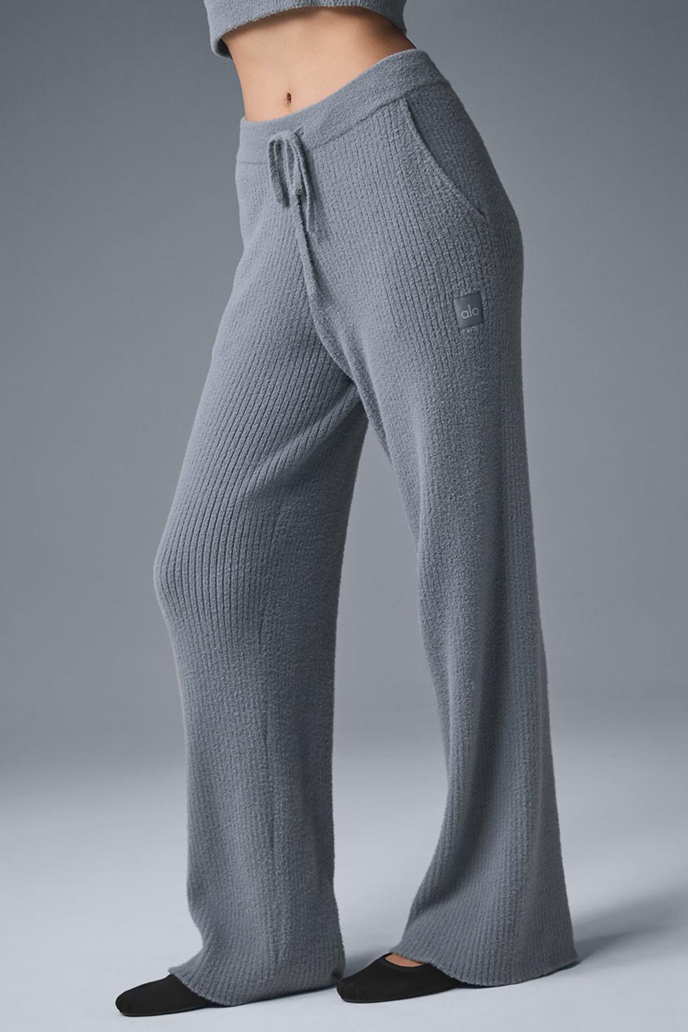 Pantalon Alo Yoga Snuggle Up High-Waist Wide Leg Mujer Gris | España  SNBF-82369