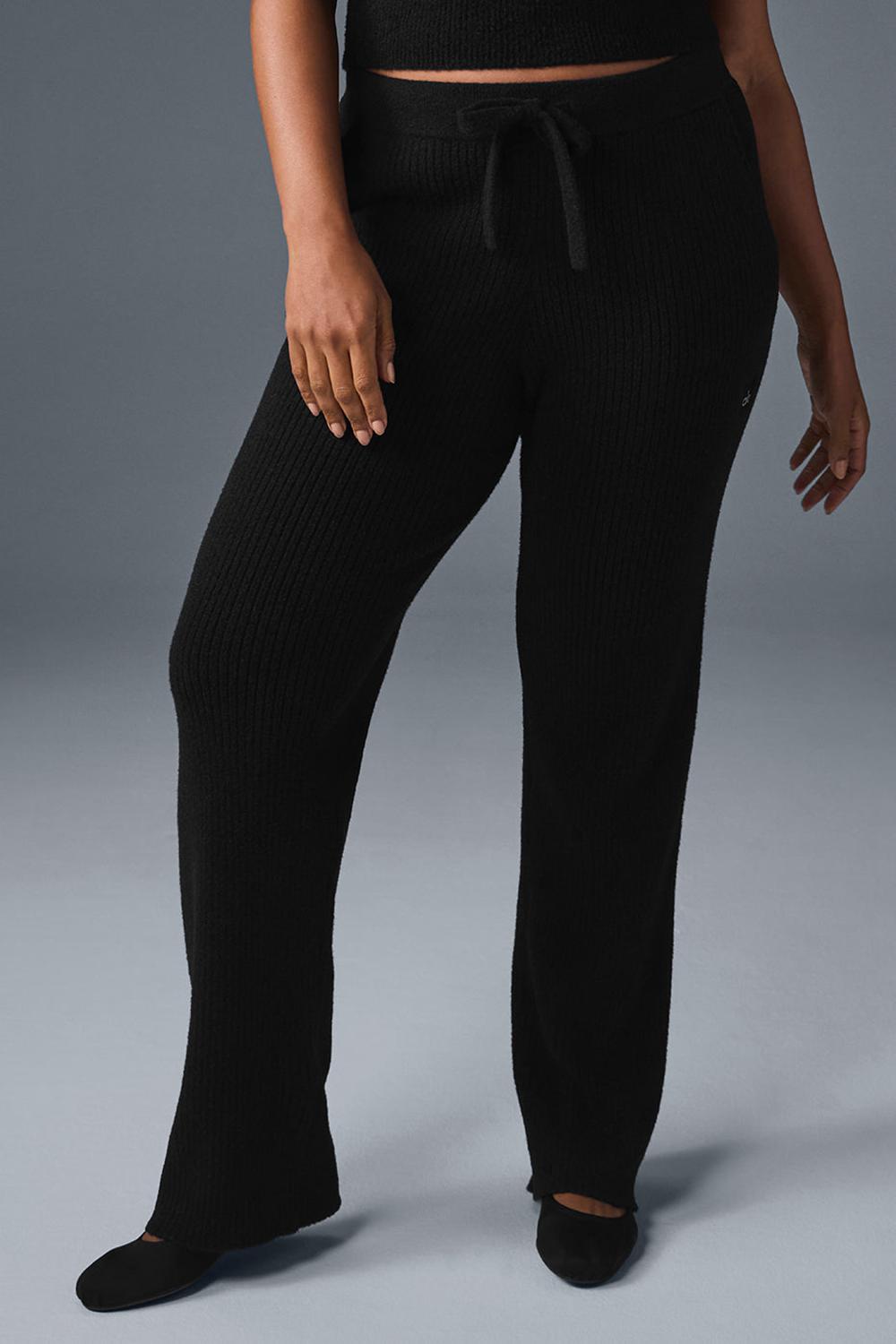 Pantalon Alo Yoga Snuggle Up Sweater High-Waist Wide Leg Mujer Negras | España  JALE-28631