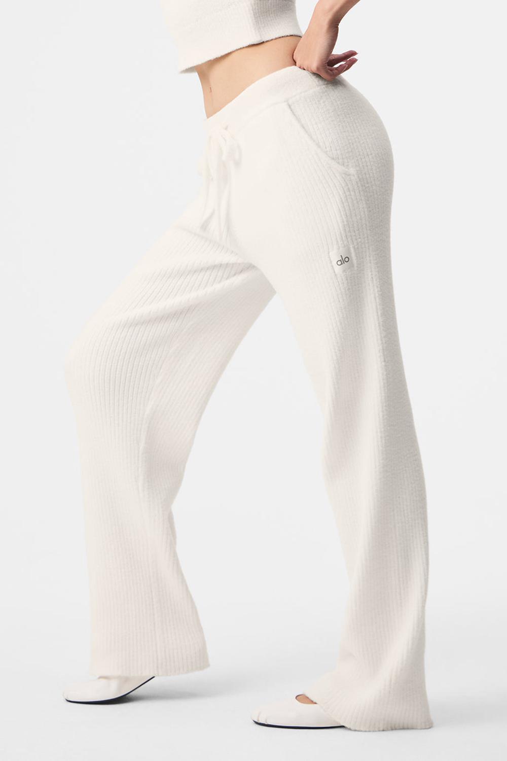 Pantalon Alo Yoga Snuggle Up Sweater High-Waist Wide Leg Mujer Ivory | España  EVPC-96485