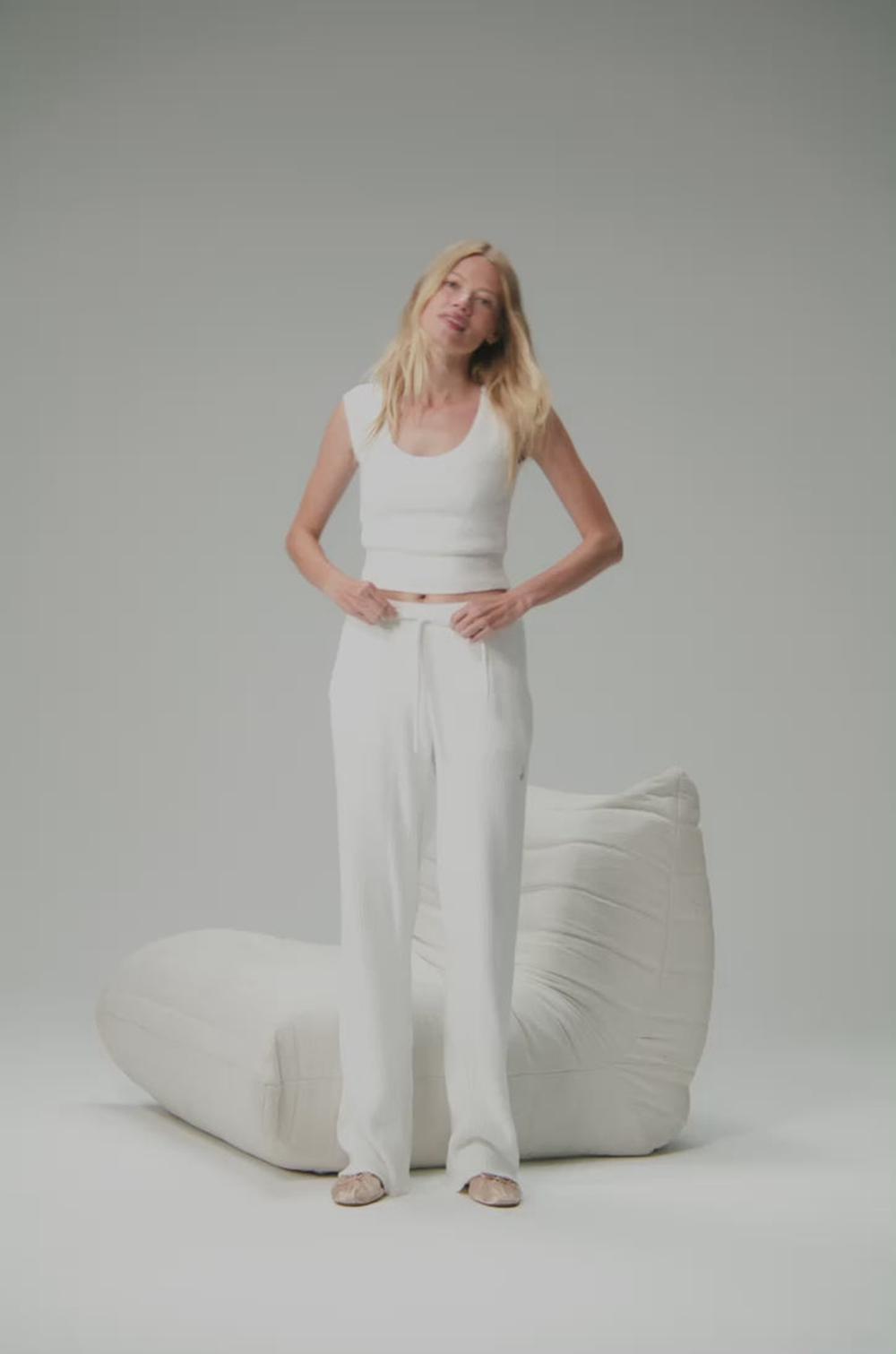 Pantalon Alo Yoga Snuggle Up Sweater High-Waist Wide Leg Mujer Ivory | España  EVPC-96485