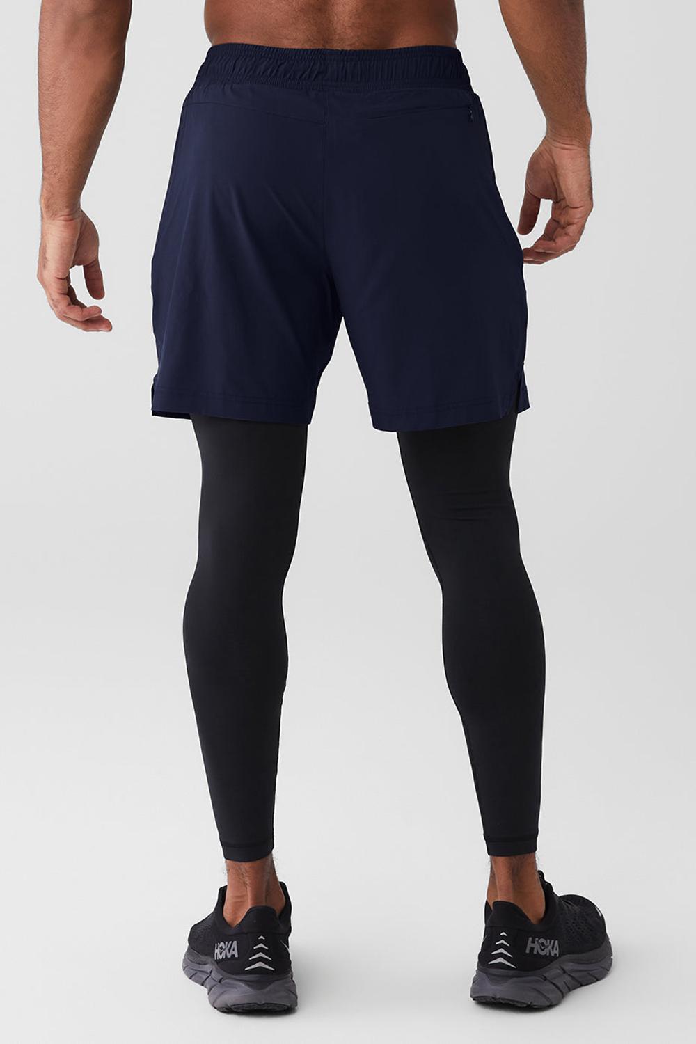 Pantalon Alo Yoga Stability 2 In 1 Hombre Azul Marino Negras | España  QLOC-50846