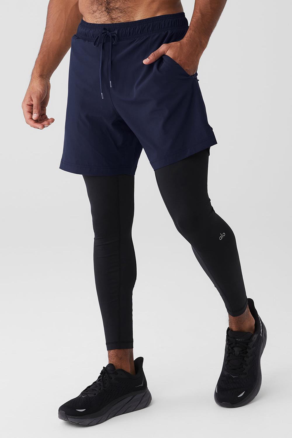 Pantalon Alo Yoga Stability 2 In 1 Hombre Azul Marino Negras | España  QLOC-50846