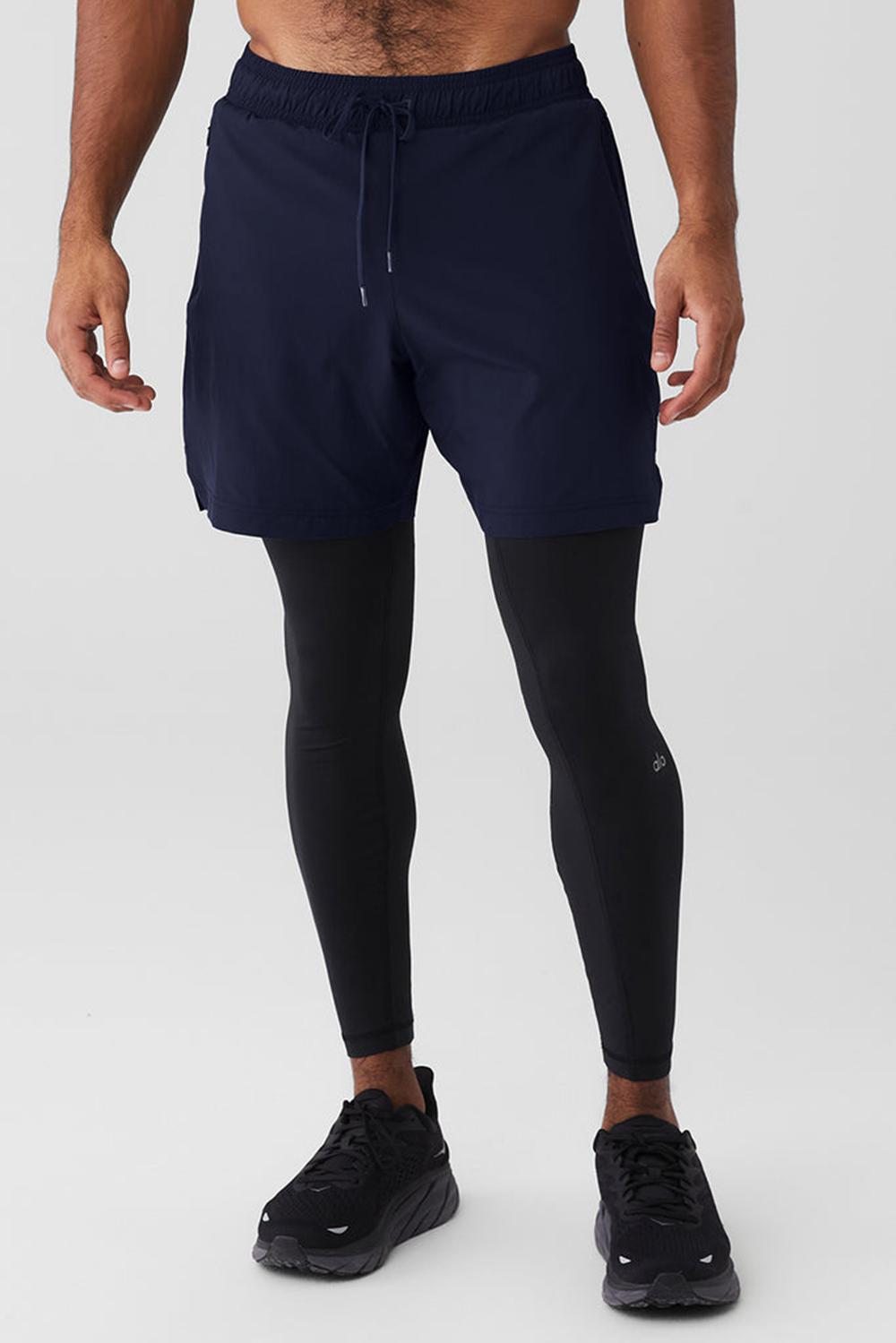 Pantalon Alo Yoga Stability 2 In 1 Hombre Azul Marino Negras | España  QLOC-50846