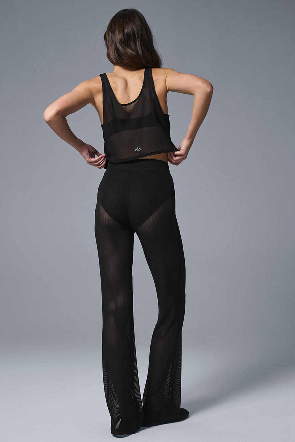 Pantalon Alo Yoga Striped Mesh Tropical Nights Flare Mujer Negras | España  RCXL-91635