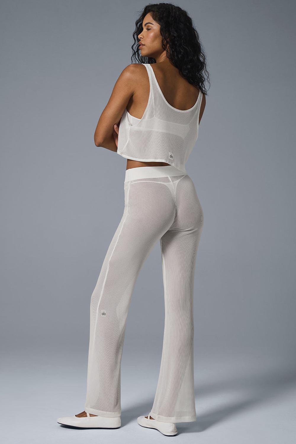 Pantalon Alo Yoga Striped Mesh Tropical Nights Flare Mujer Ivory | España  SZOW-24037