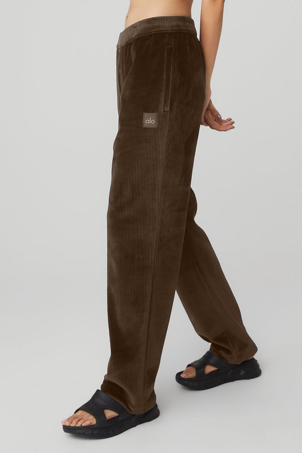Pantalon Alo Yoga Velour Baller Mujer Espresso | España  ZRJQ-50317