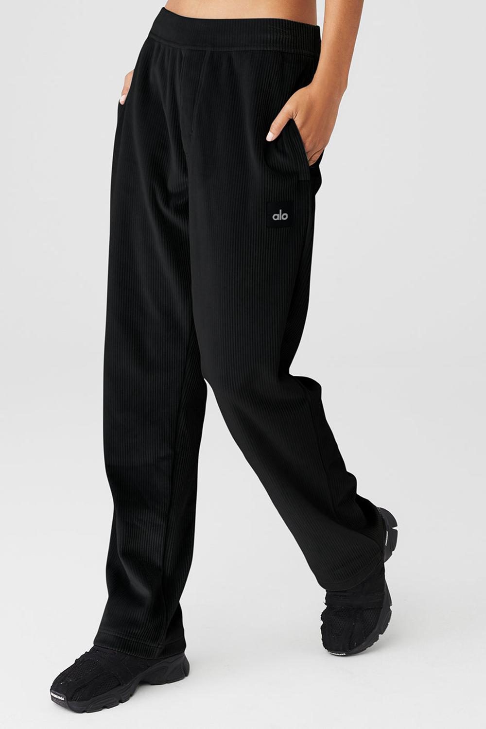 Pantalon Alo Yoga Velour Baller Mujer Negras | España  HQCO-78260