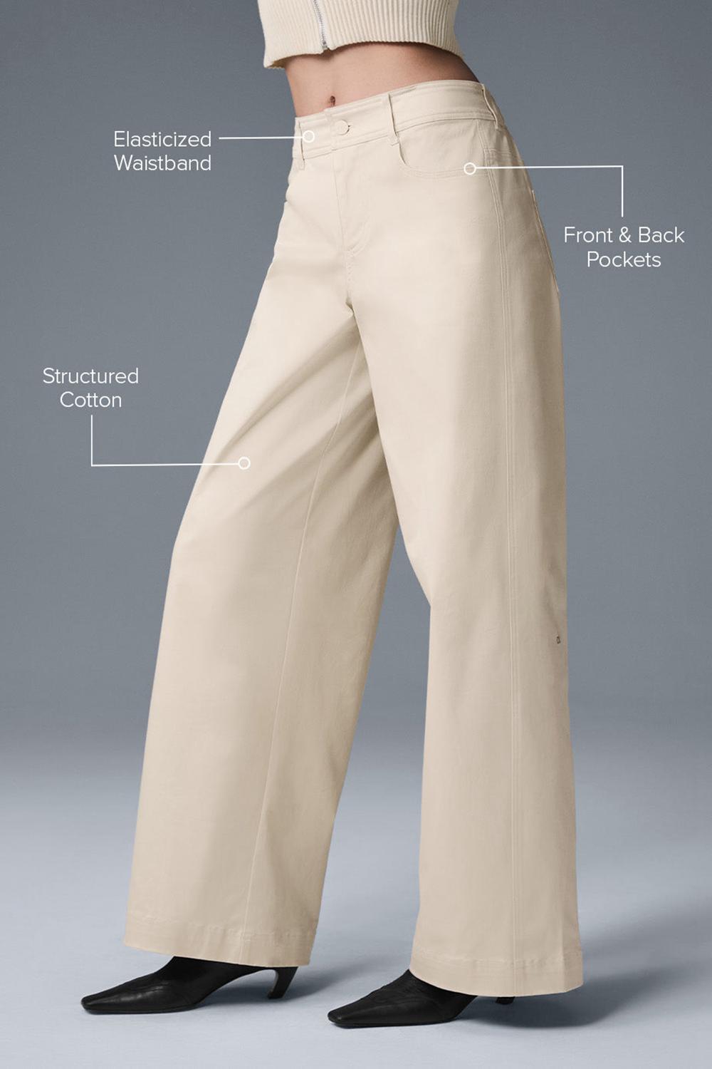 Pantalon Alo Yoga Wanderlust Wide Leg Mujer Oat Milk | España  PBJU-40271