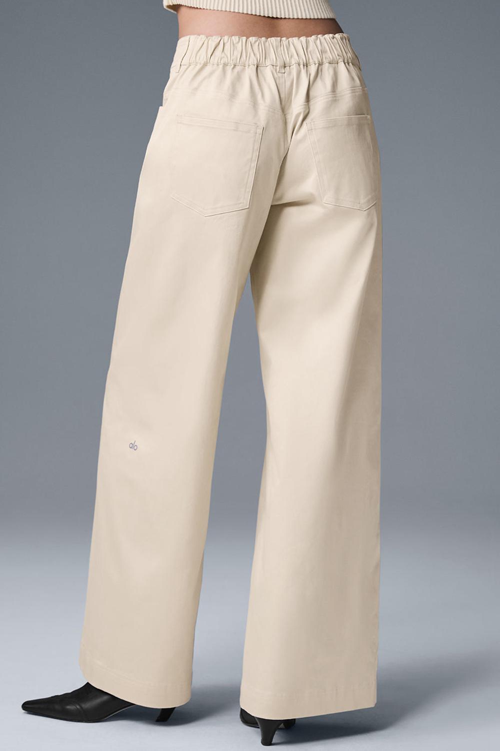 Pantalon Alo Yoga Wanderlust Wide Leg Mujer Oat Milk | España  PBJU-40271