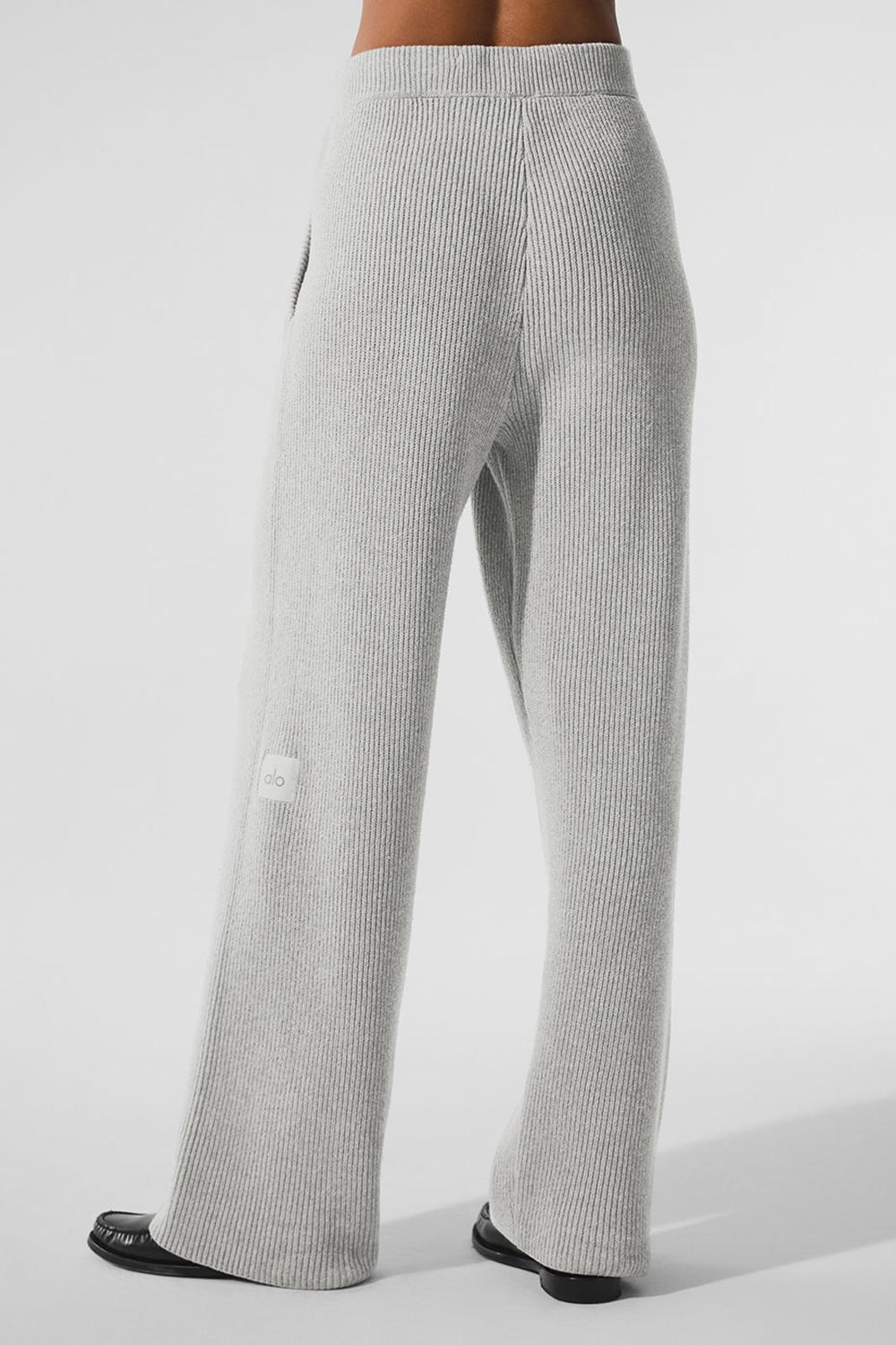 Pantalon Deportivo Alo Yoga Domain Rib Knit Mujer Gris | España  VIDR-81546