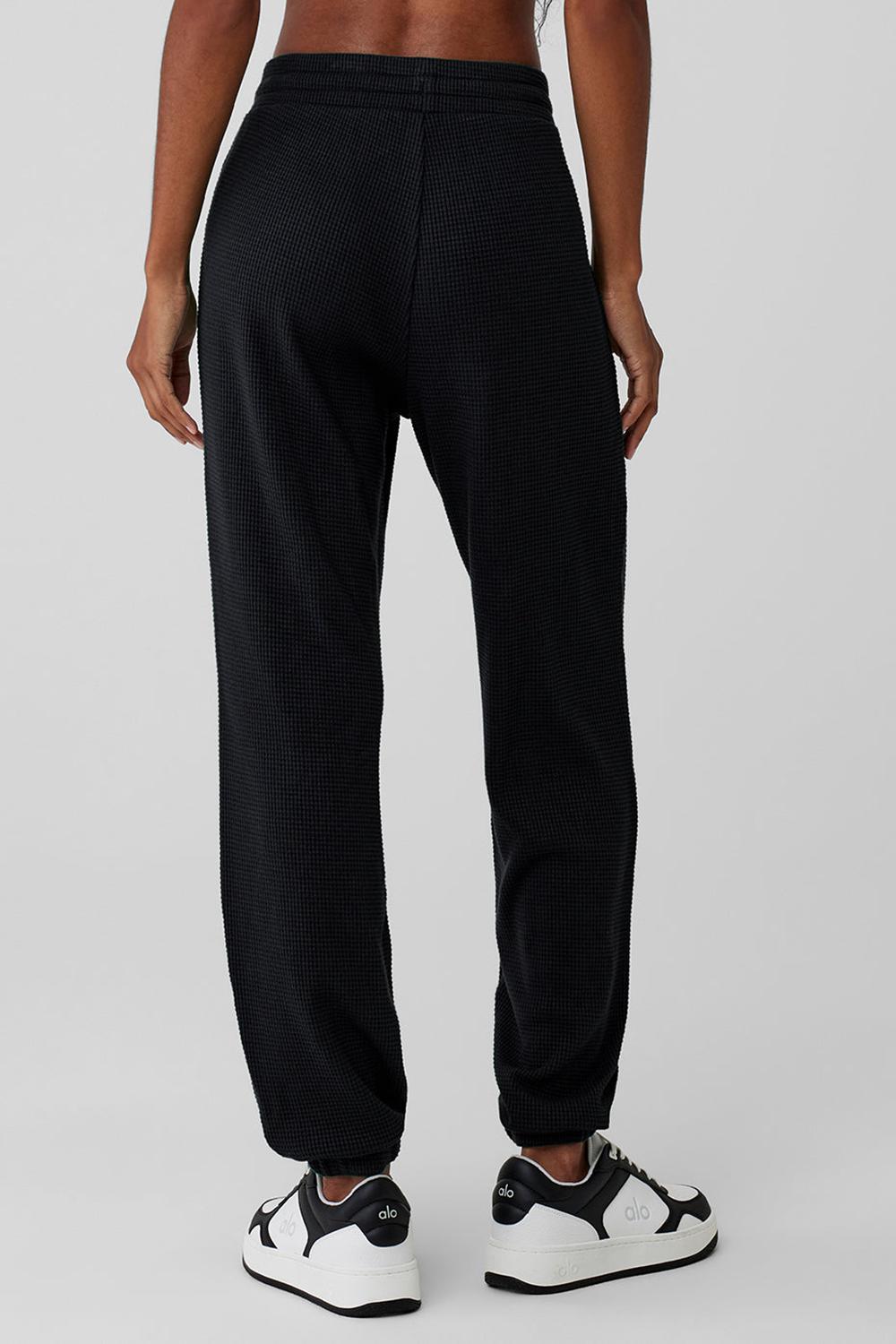 Pantalon Jogger Alo Yoga Waffle Weekend Escape Mujer Negras | España  JIQY-52679