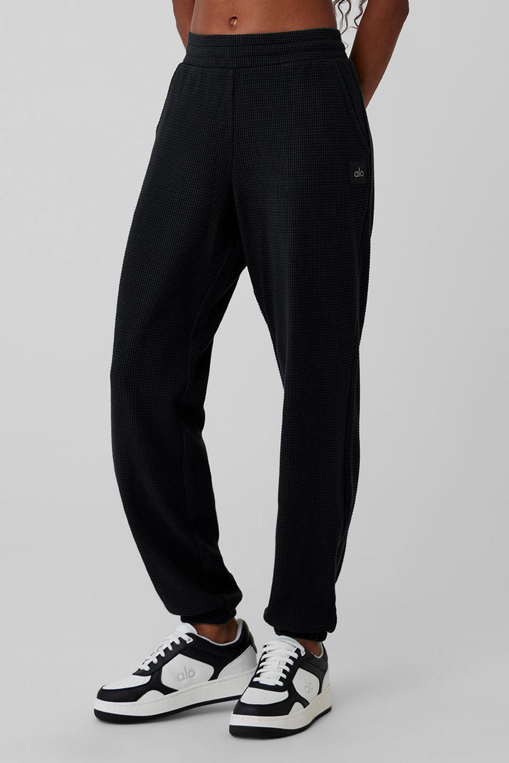 Pantalon Jogger Alo Yoga Waffle Weekend Escape Mujer Negras | España  JIQY-52679