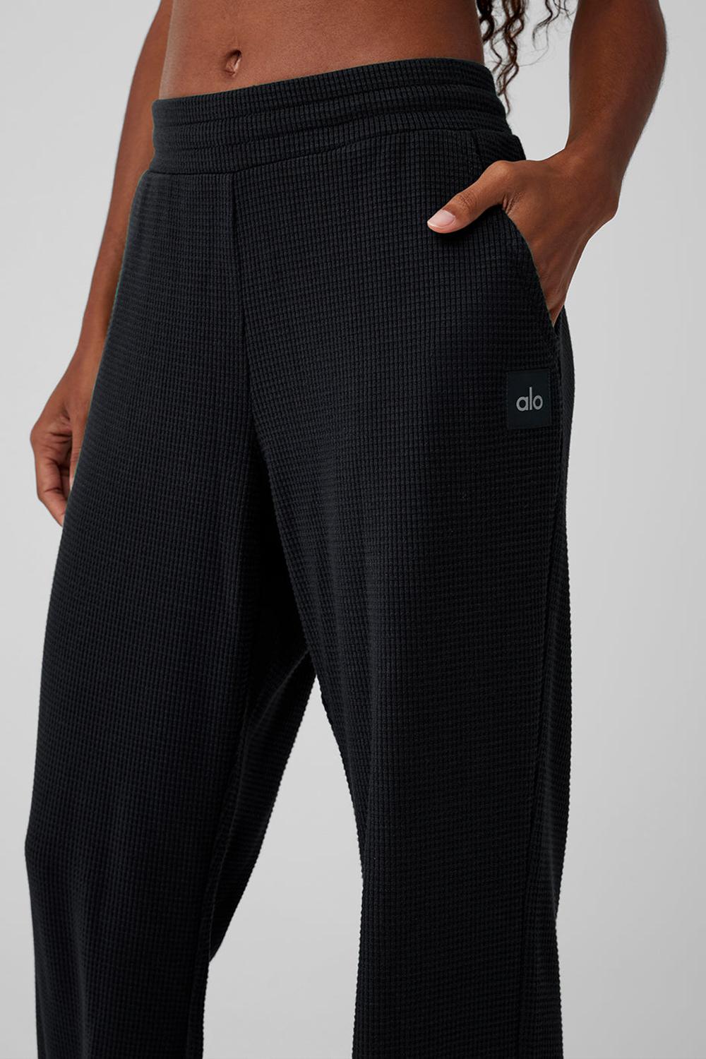 Pantalon Jogger Alo Yoga Waffle Weekend Escape Mujer Negras | España  JIQY-52679