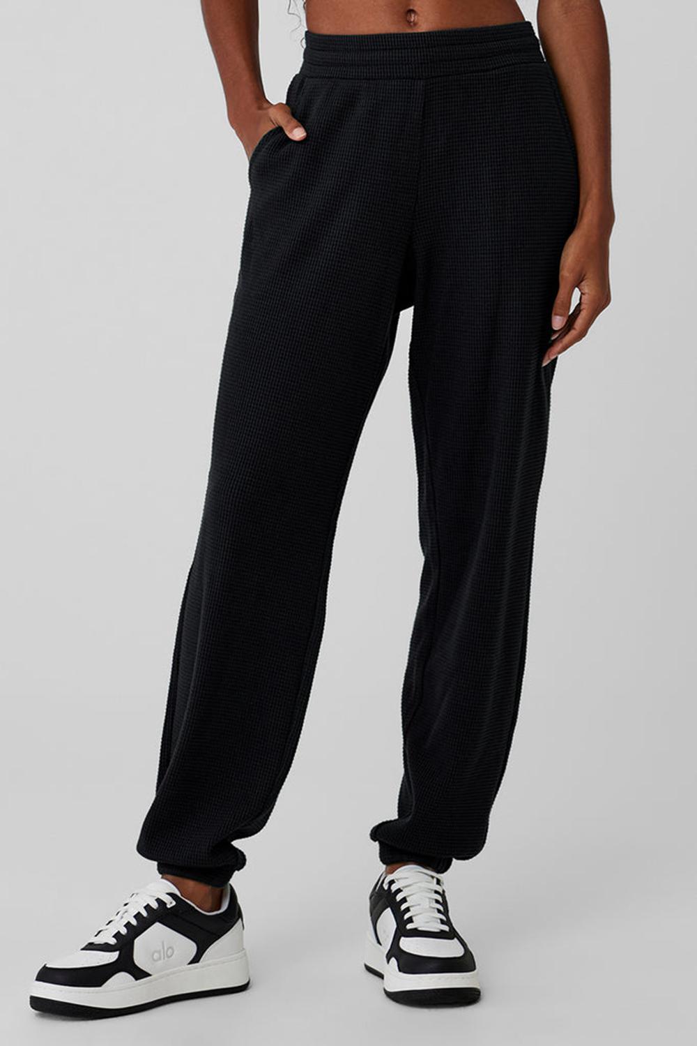 Pantalon Jogger Alo Yoga Waffle Weekend Escape Mujer Negras | España  JIQY-52679