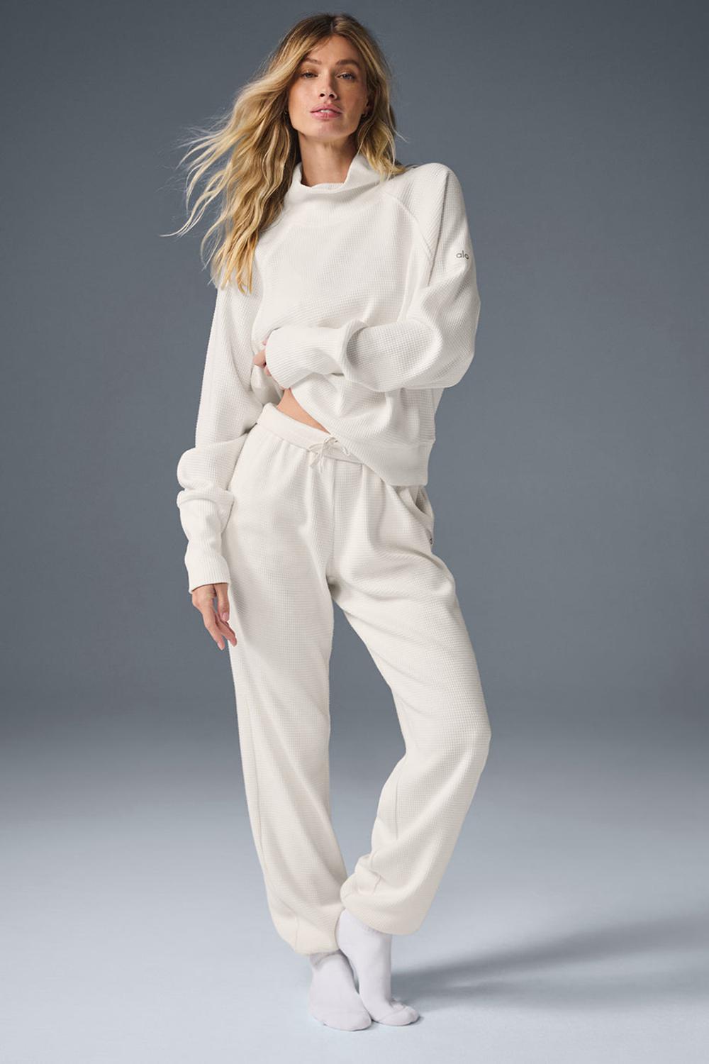 Pantalon Jogger Alo Yoga Waffle Weekend Escape Mujer Ivory | España  YBIS-31045