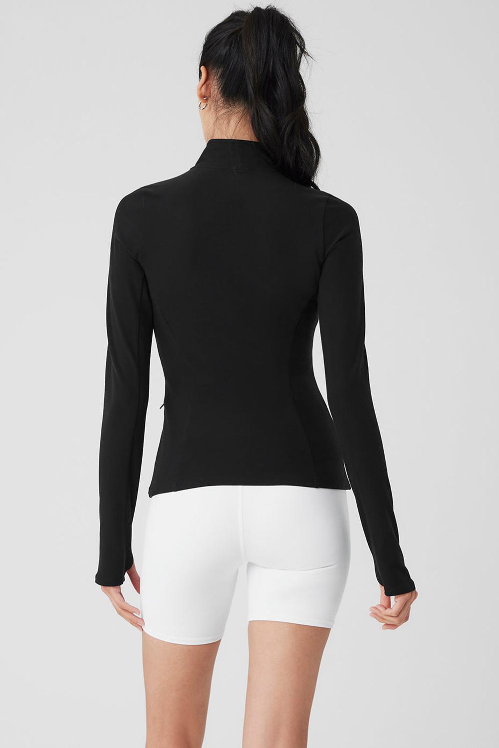 Pullover Alo Yoga Alosoft 1/2 Zip Rapid Mujer Negras | España  KSLE-76218