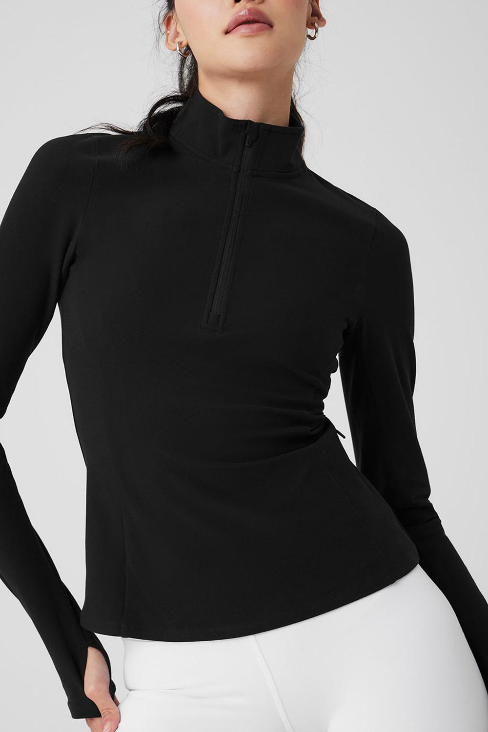 Pullover Alo Yoga Alosoft 1/2 Zip Rapid Mujer Negras | España  KSLE-76218