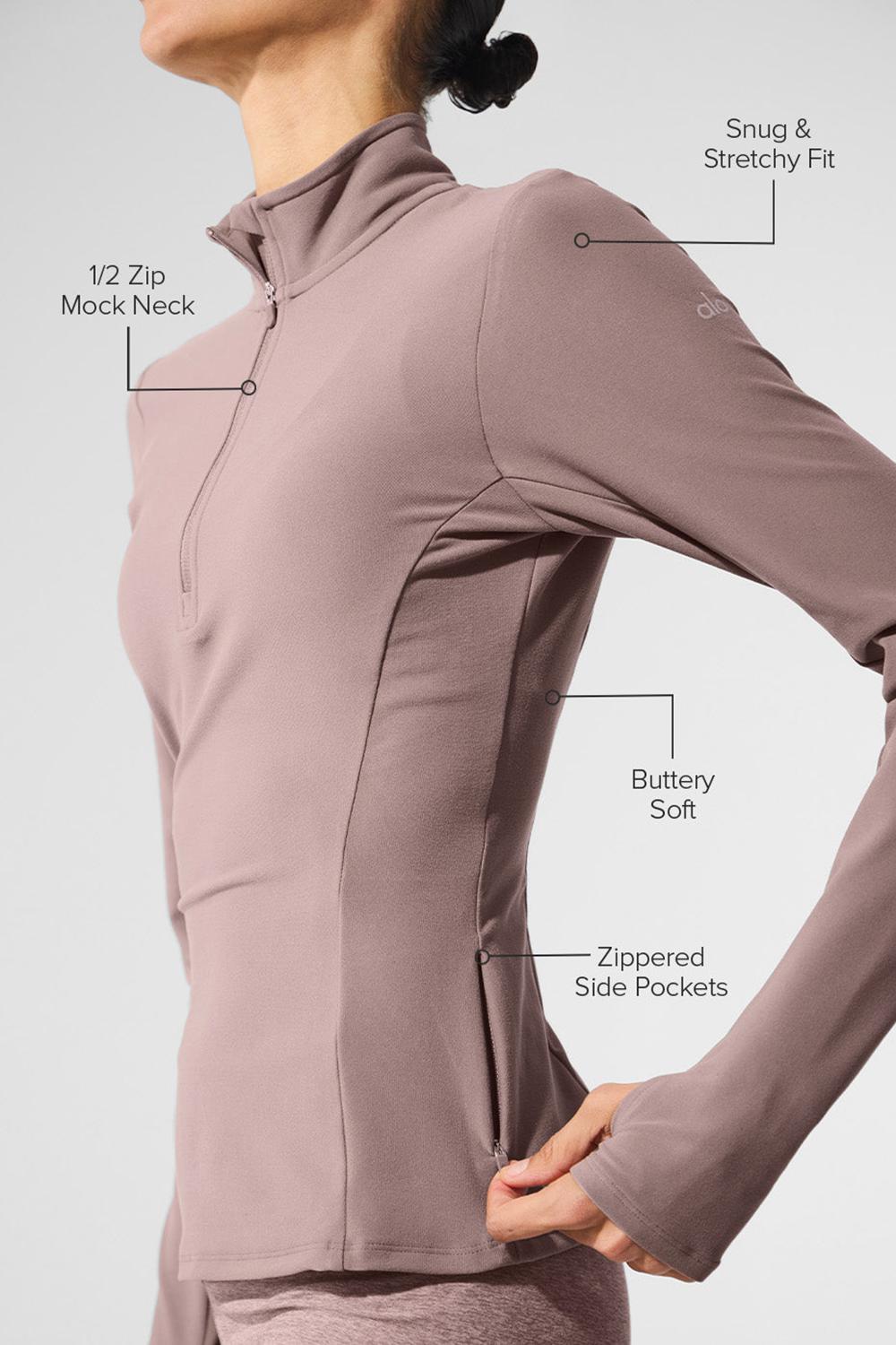 Pullover Alo Yoga Alosoft 1/2 Zip Rapid Mujer Mushroom | España  OPIN-50632