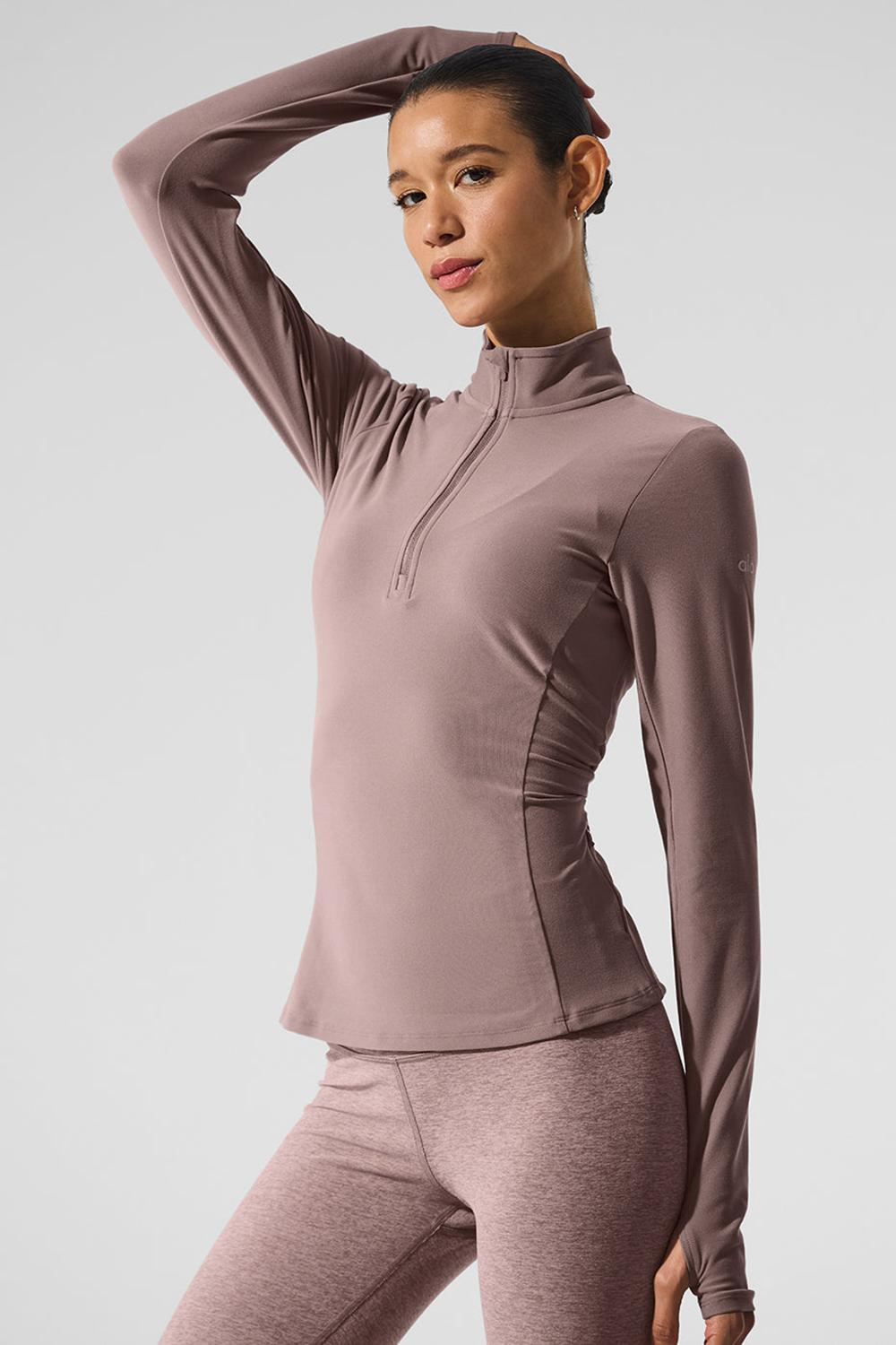 Pullover Alo Yoga Alosoft 1/2 Zip Rapid Mujer Mushroom | España  OPIN-50632