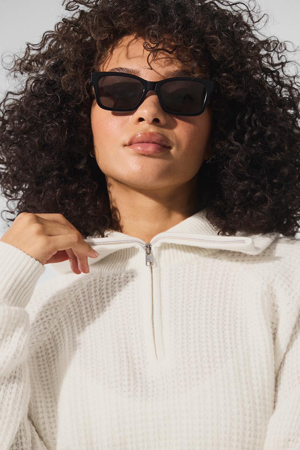 Pullover Alo Yoga Cashmere Plush Waffle 1/4 Zip Mujer Ivory | España  LEIG-09172