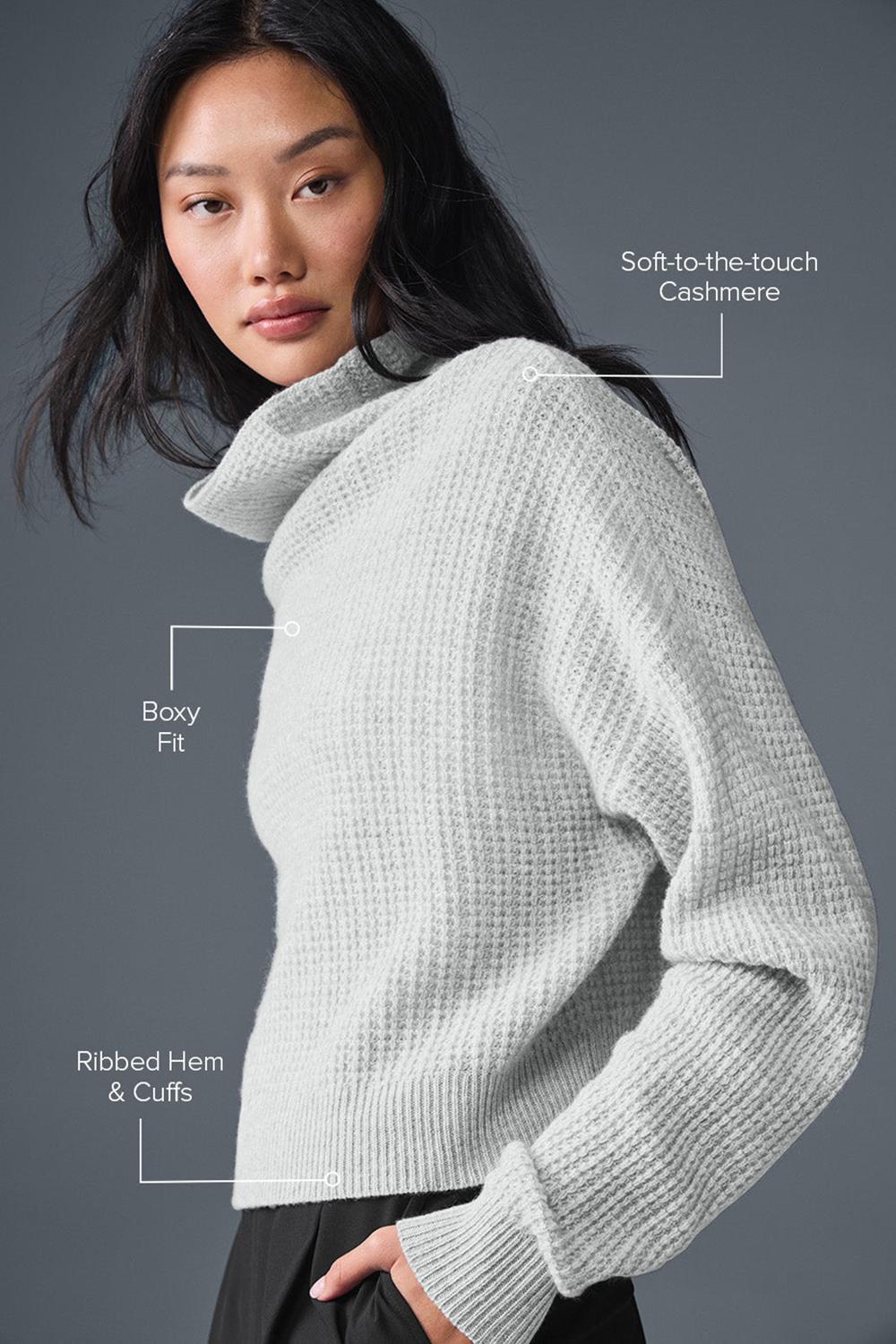 Pullover Alo Yoga Cashmere Plush Waffle Turtleneck Mujer Gris | España  YGSE-56274