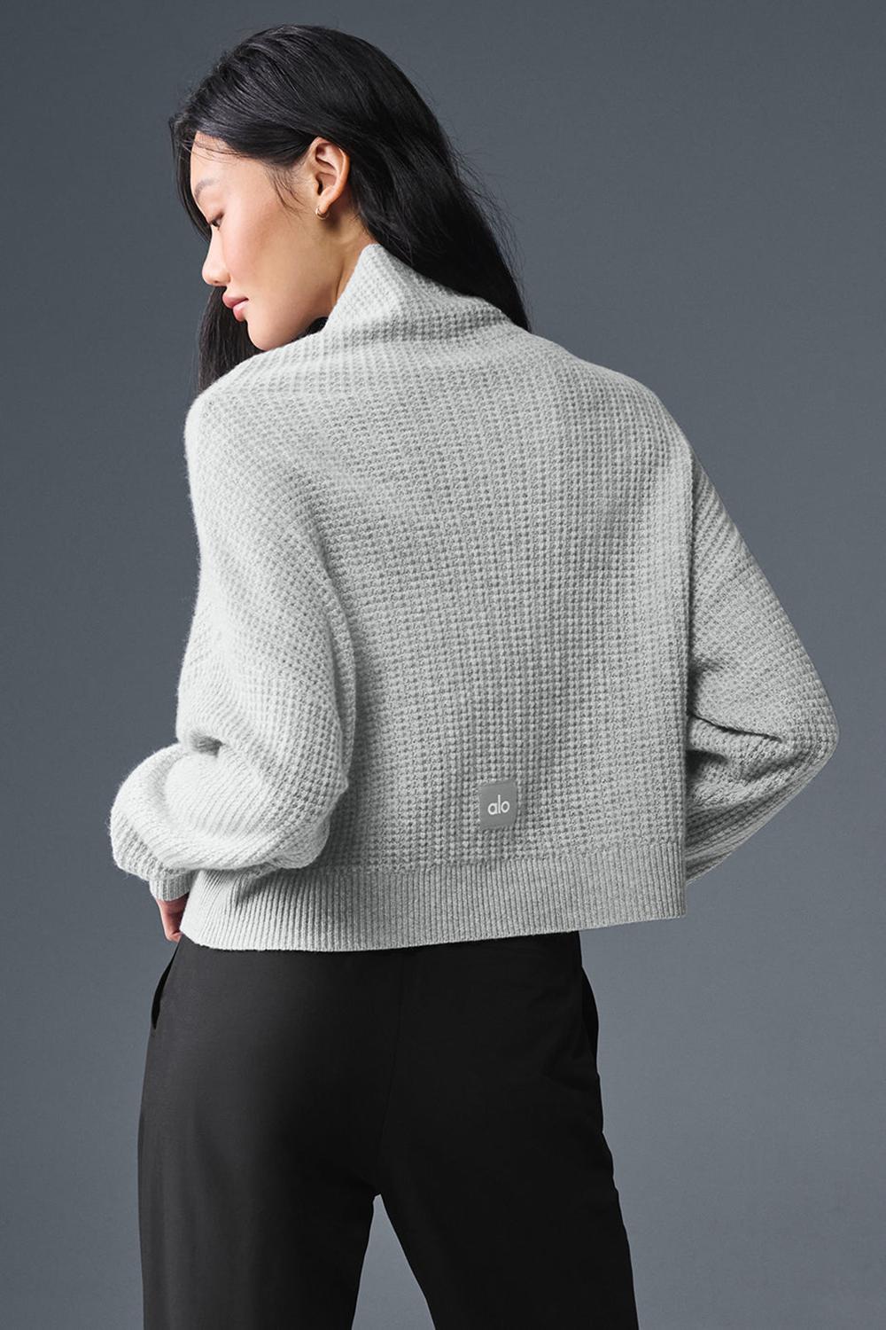 Pullover Alo Yoga Cashmere Plush Waffle Turtleneck Mujer Gris | España  YGSE-56274