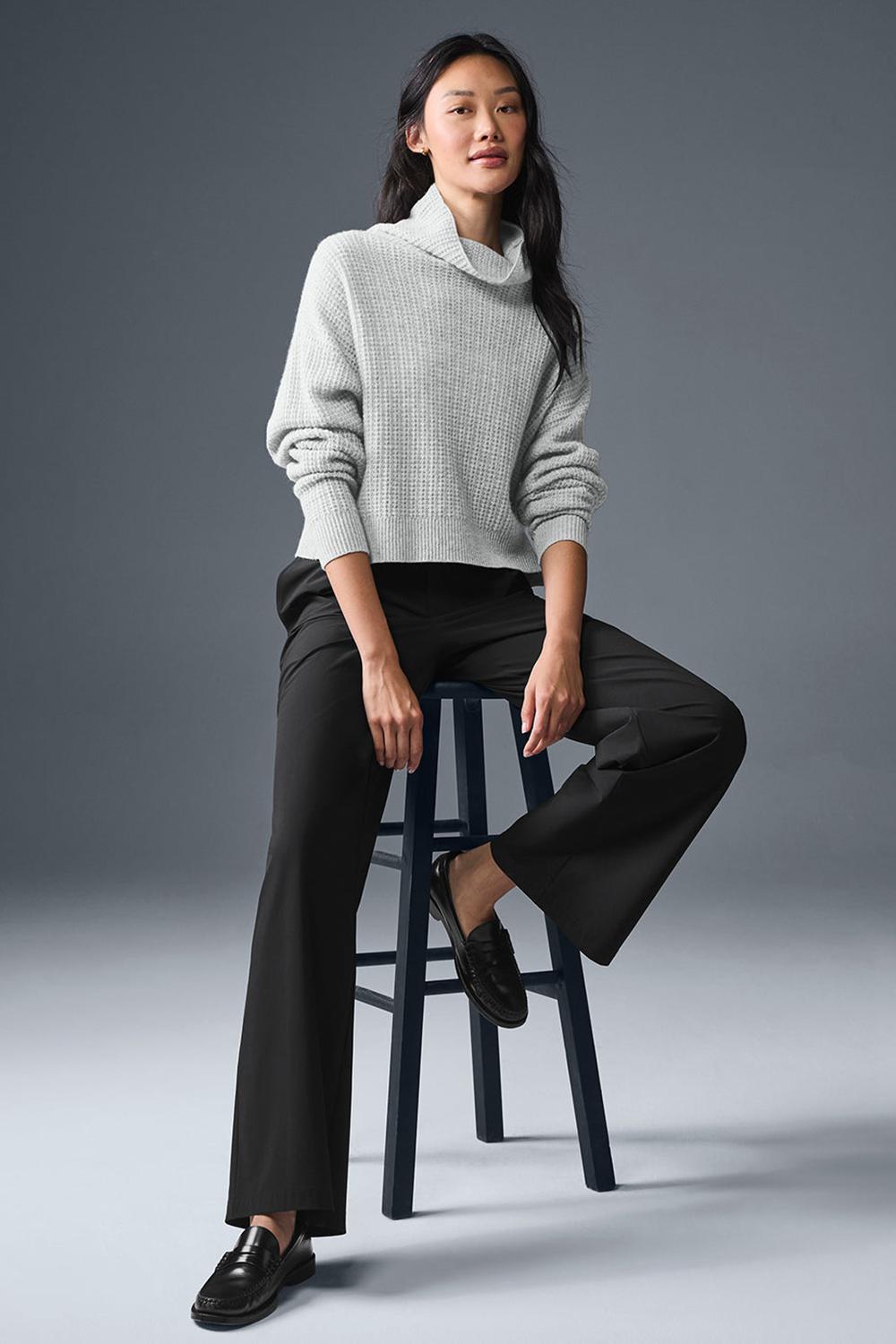 Pullover Alo Yoga Cashmere Plush Waffle Turtleneck Mujer Gris | España  YGSE-56274