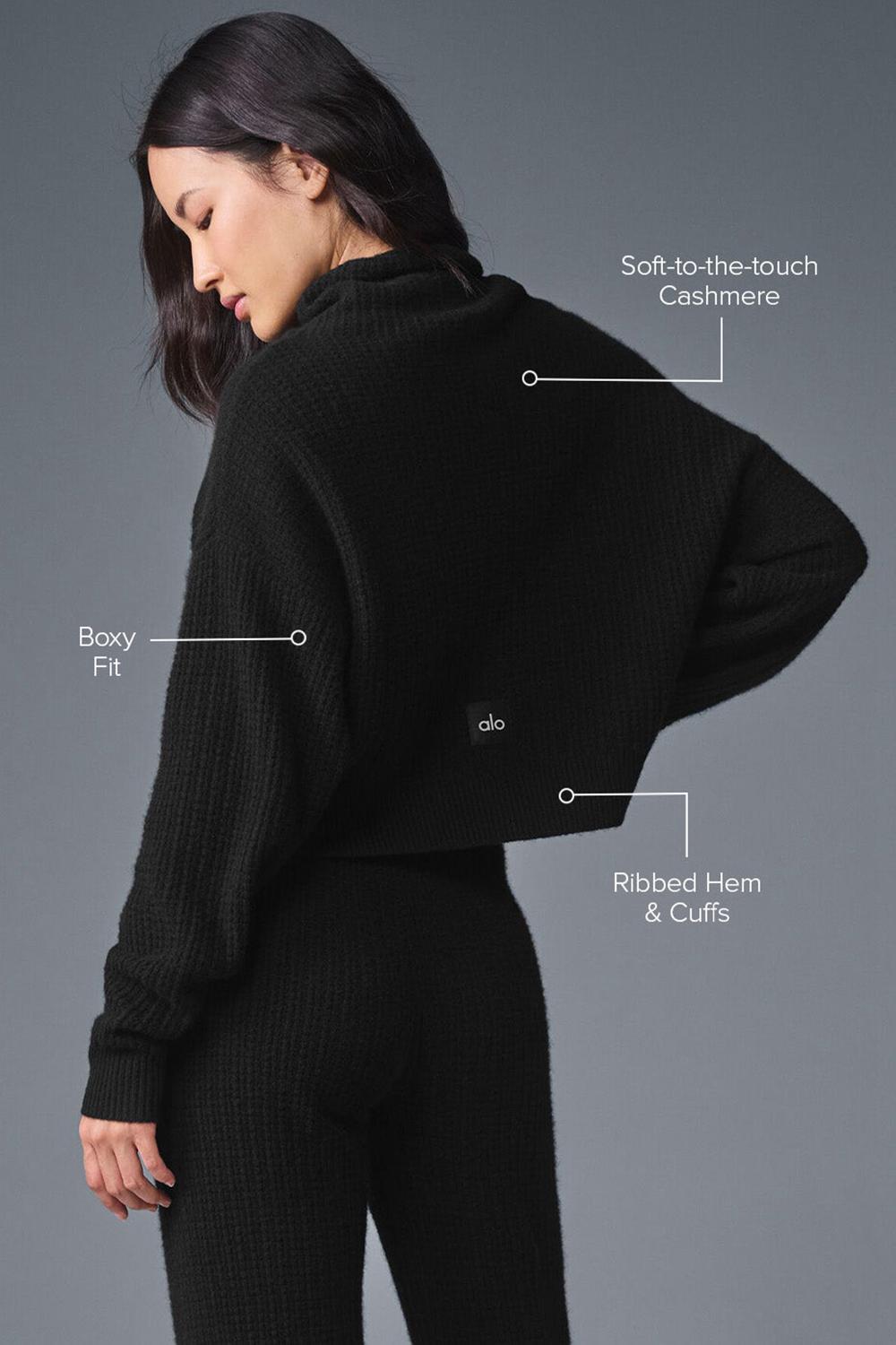 Pullover Alo Yoga Cashmere Plush Waffle Turtleneck Mujer Negras | España  SFXQ-35289