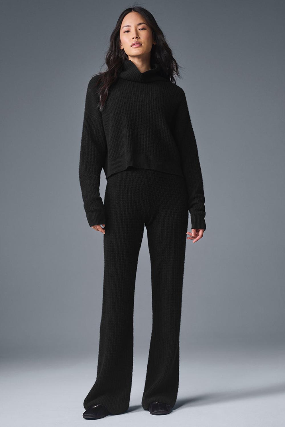 Pullover Alo Yoga Cashmere Plush Waffle Turtleneck Mujer Negras | España  SFXQ-35289