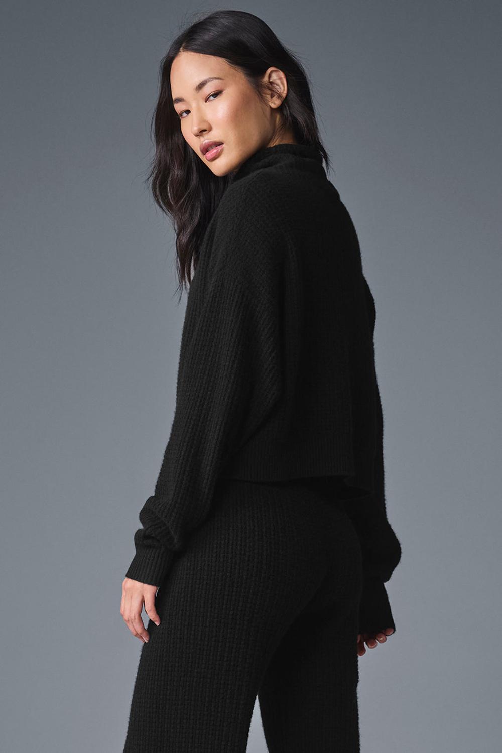 Pullover Alo Yoga Cashmere Plush Waffle Turtleneck Mujer Negras | España  SFXQ-35289