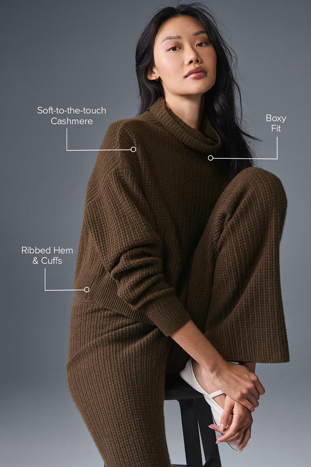 Pullover Alo Yoga Cashmere Plush Waffle Turtleneck Mujer Espresso | España  MDQO-17640