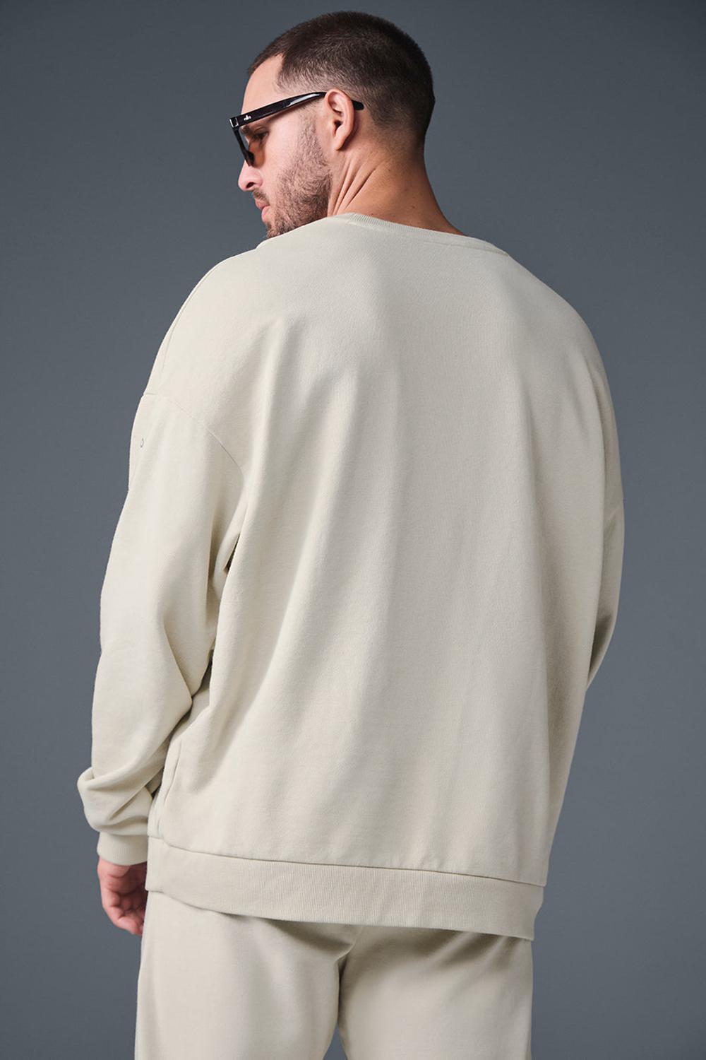 Pullover Alo Yoga Chill Crew Neck Hombre Bone | España  BRLQ-56298
