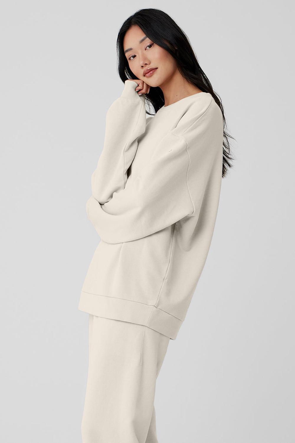 Pullover Alo Yoga Chill Crew Neck Mujer Bone | España  DOKC-58324