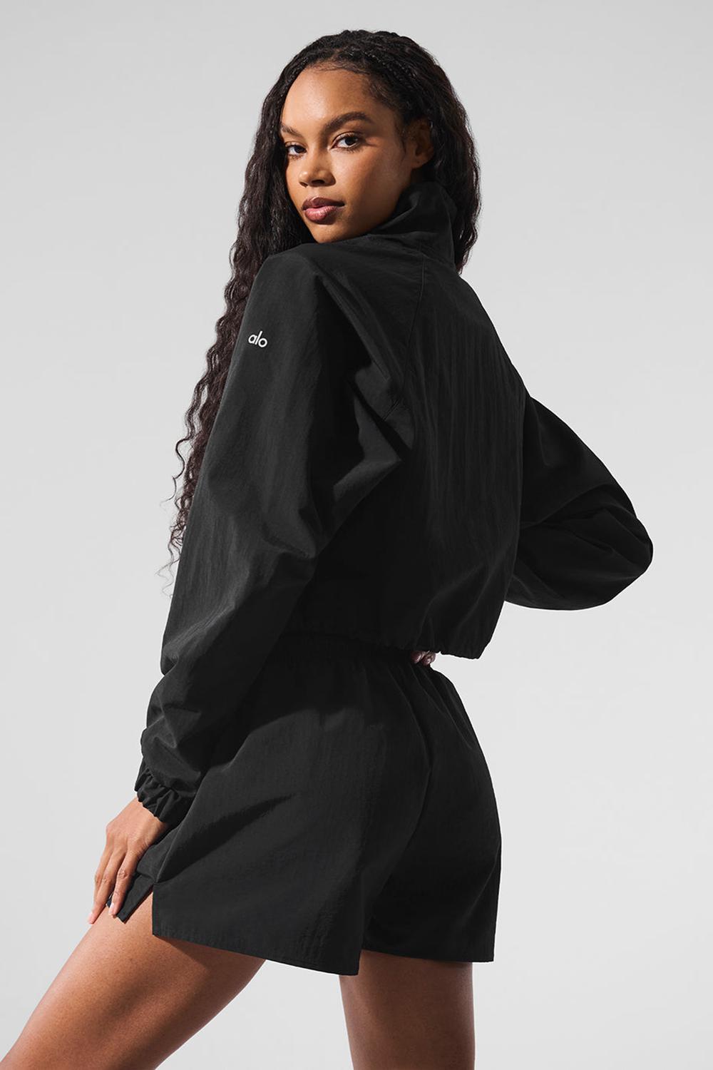 Pullover Alo Yoga Cropped 1/4 Zip Alumni Mujer Negras | España  EBJC-57814