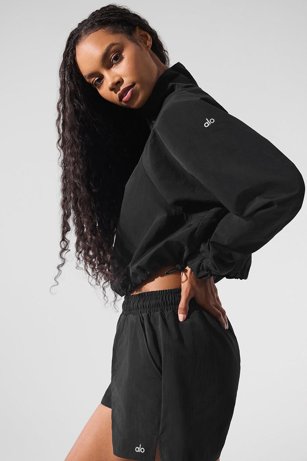 Pullover Alo Yoga Cropped 1/4 Zip Alumni Mujer Negras | España  EBJC-57814