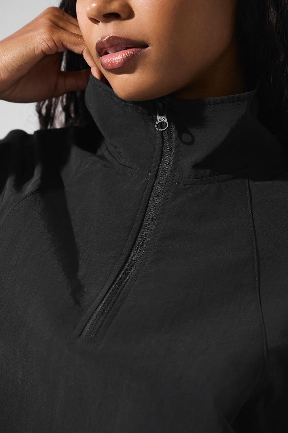 Pullover Alo Yoga Cropped 1/4 Zip Alumni Mujer Negras | España  EBJC-57814