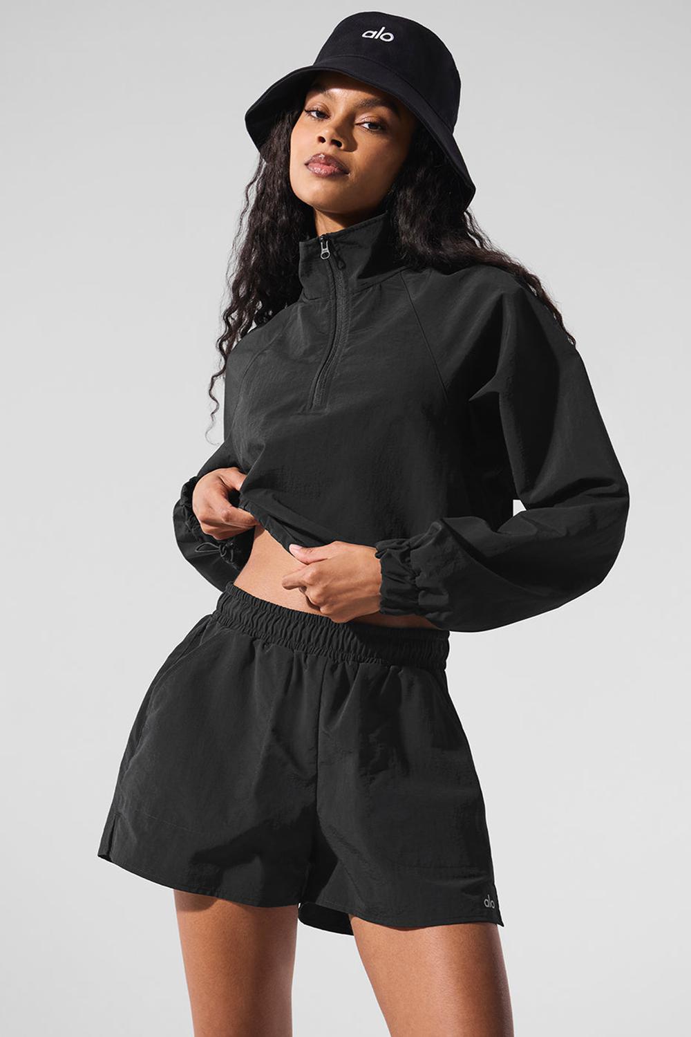 Pullover Alo Yoga Cropped 1/4 Zip Alumni Mujer Negras | España  EBJC-57814