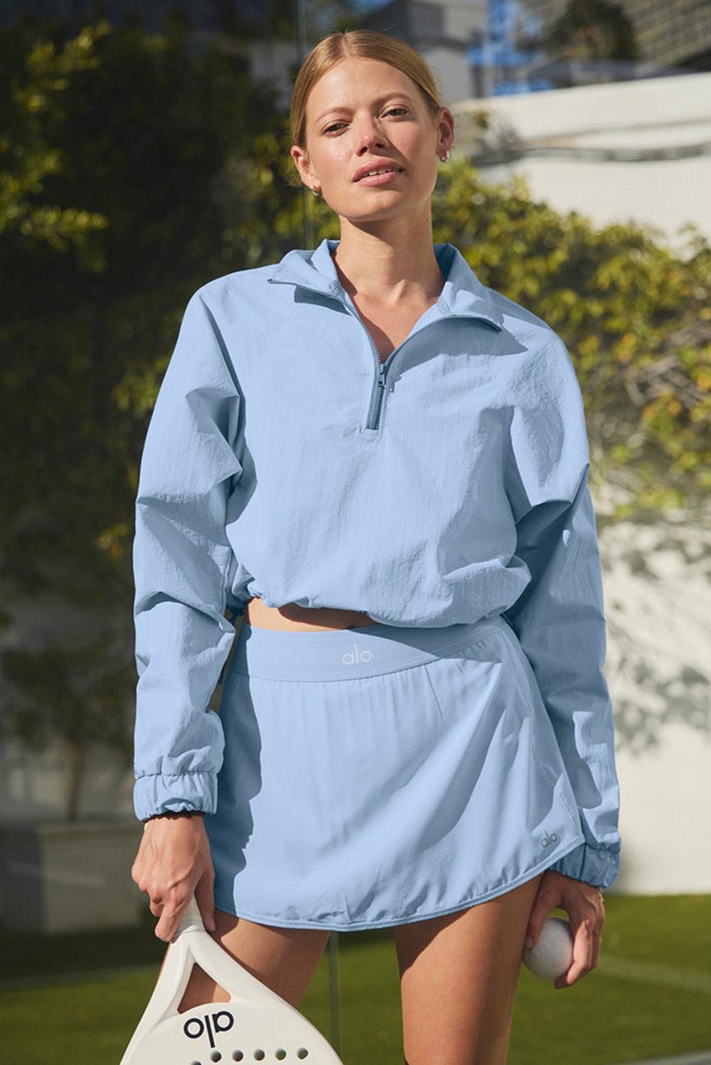 Pullover Alo Yoga Cropped 1/4 Zip Alumni Mujer Azules | España  YTNL-57063