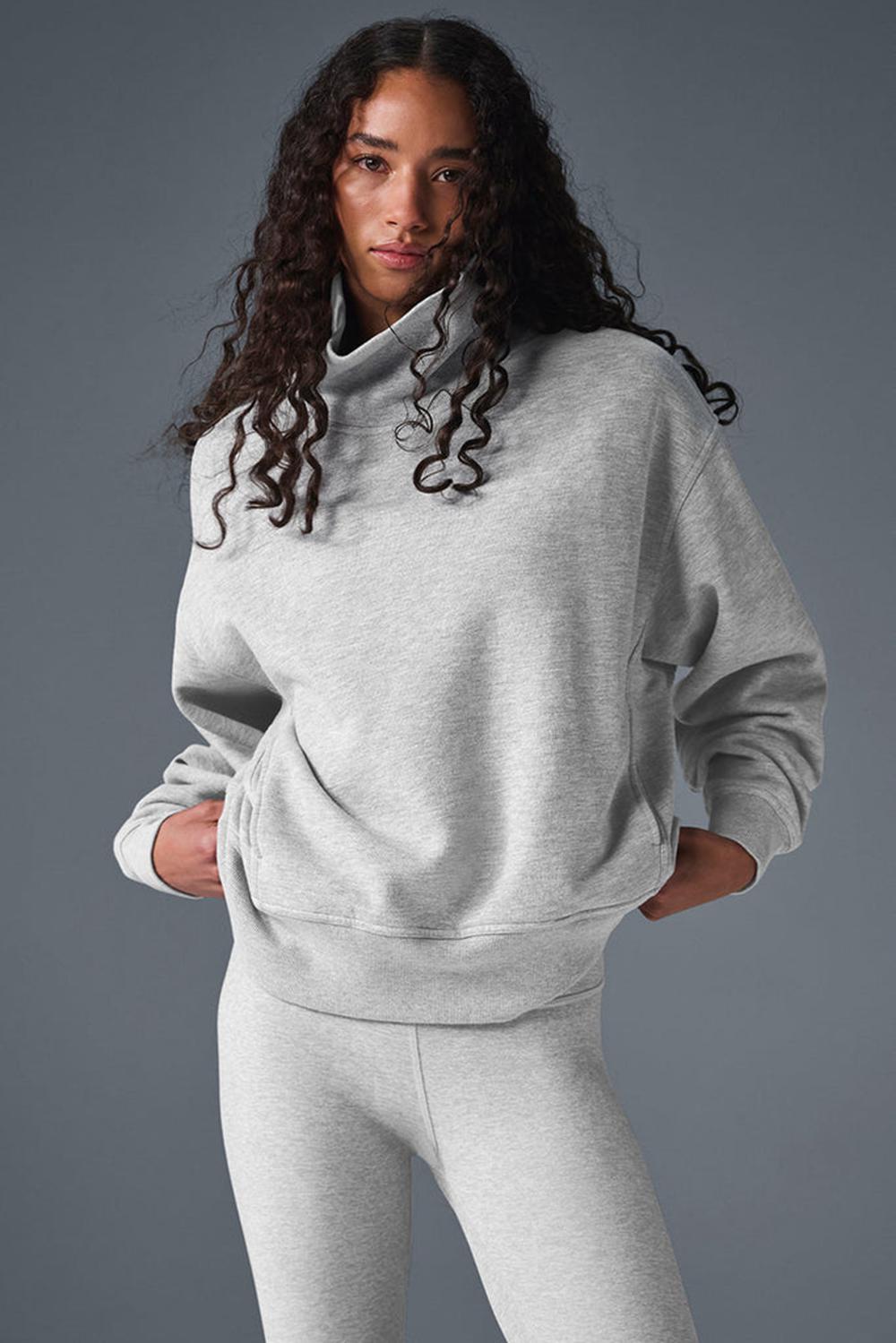 Pullover Alo Yoga Hazy Mock Neck Mujer Gris | España  SANO-31976