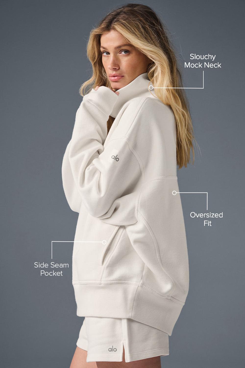 Pullover Alo Yoga Hazy Mock Neck Mujer Ivory | España  ZFWA-18429