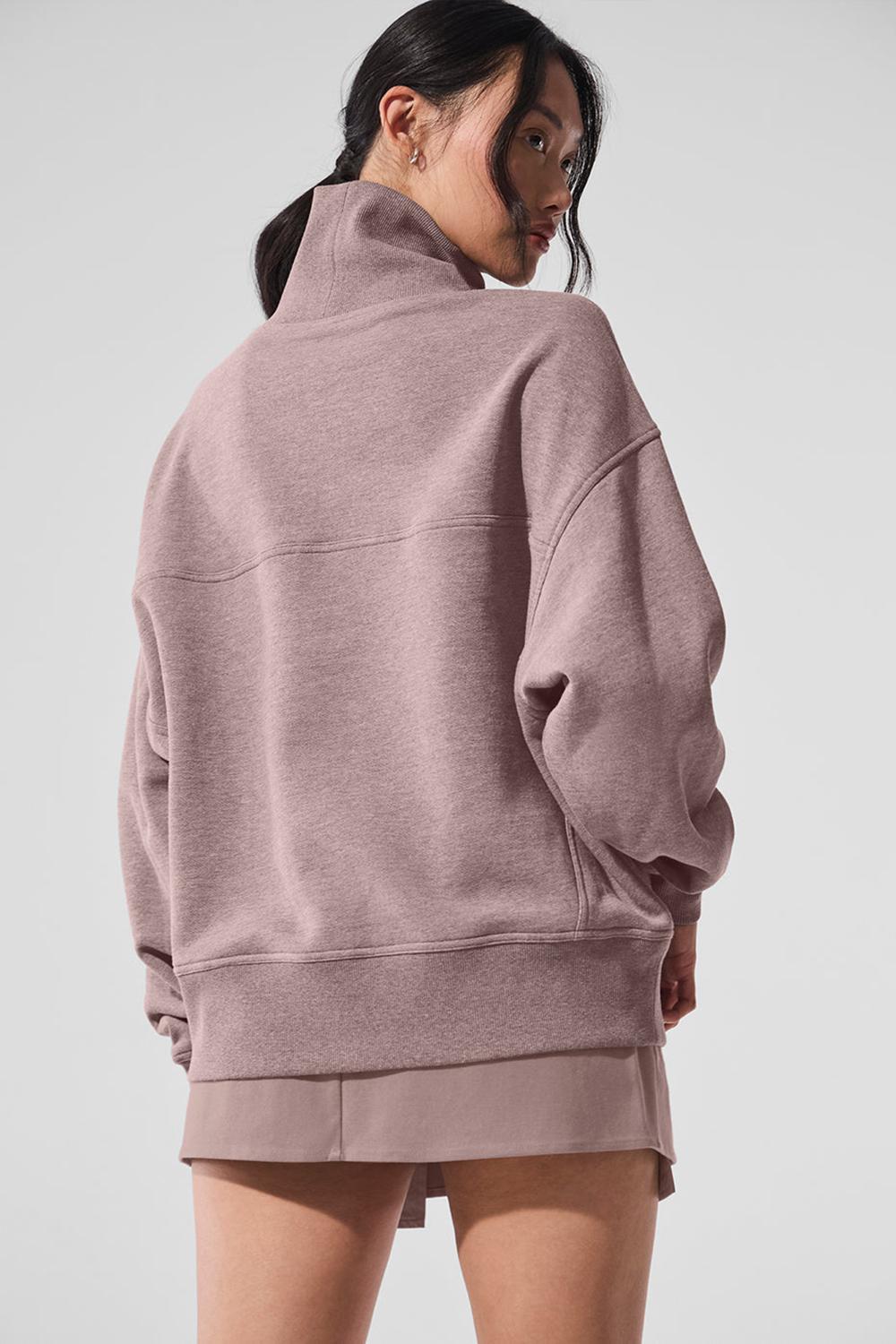 Pullover Alo Yoga Hazy Mock Neck Mujer Mushroom Heather | España  ZYSK-75893