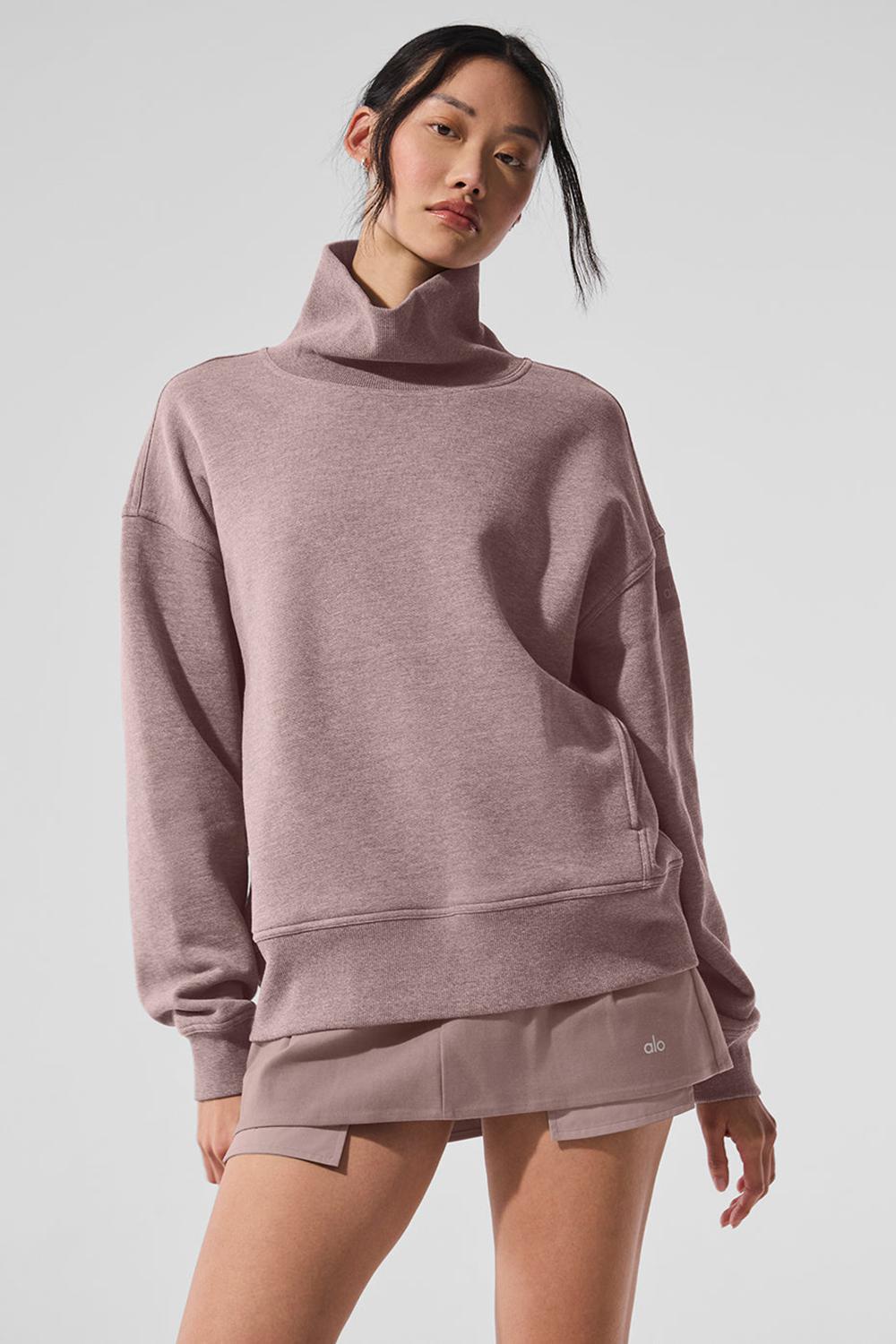 Pullover Alo Yoga Hazy Mock Neck Mujer Mushroom Heather | España  ZYSK-75893