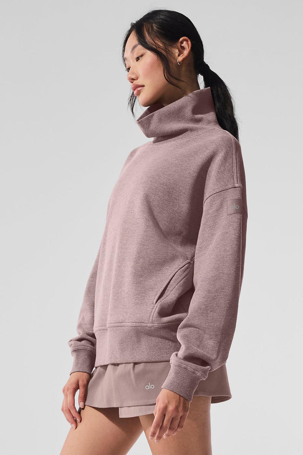 Pullover Alo Yoga Hazy Mock Neck Mujer Mushroom Heather | España  ZYSK-75893