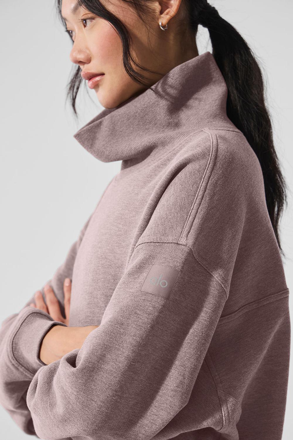 Pullover Alo Yoga Hazy Mock Neck Mujer Mushroom Heather | España  ZYSK-75893