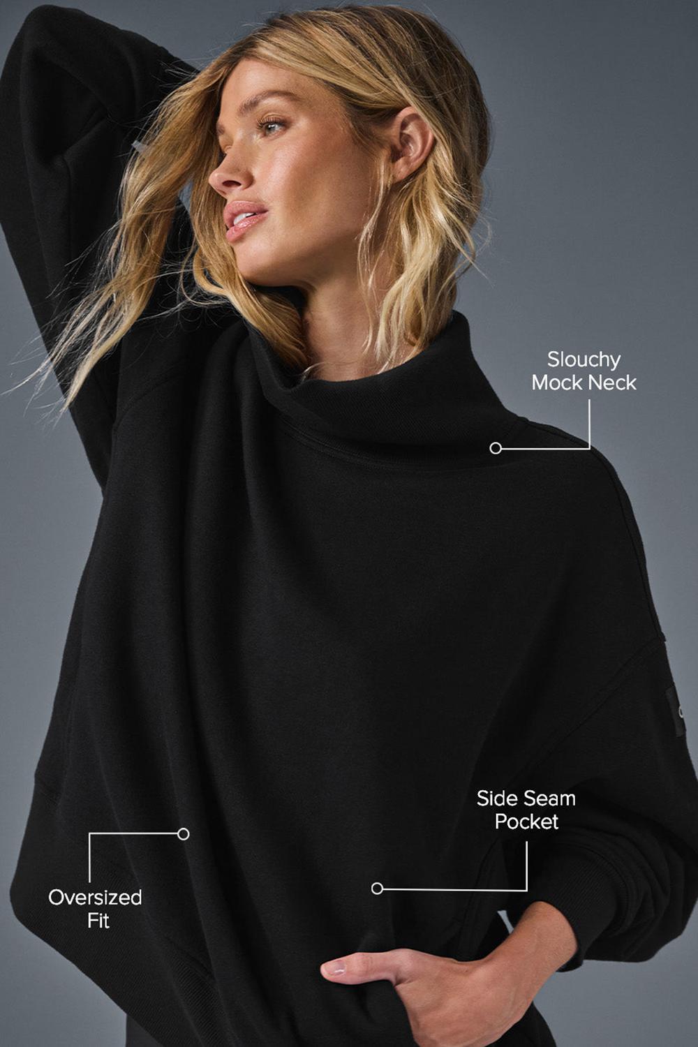 Pullover Alo Yoga Hazy Mock Neck Mujer Negras | España  KSUH-57623
