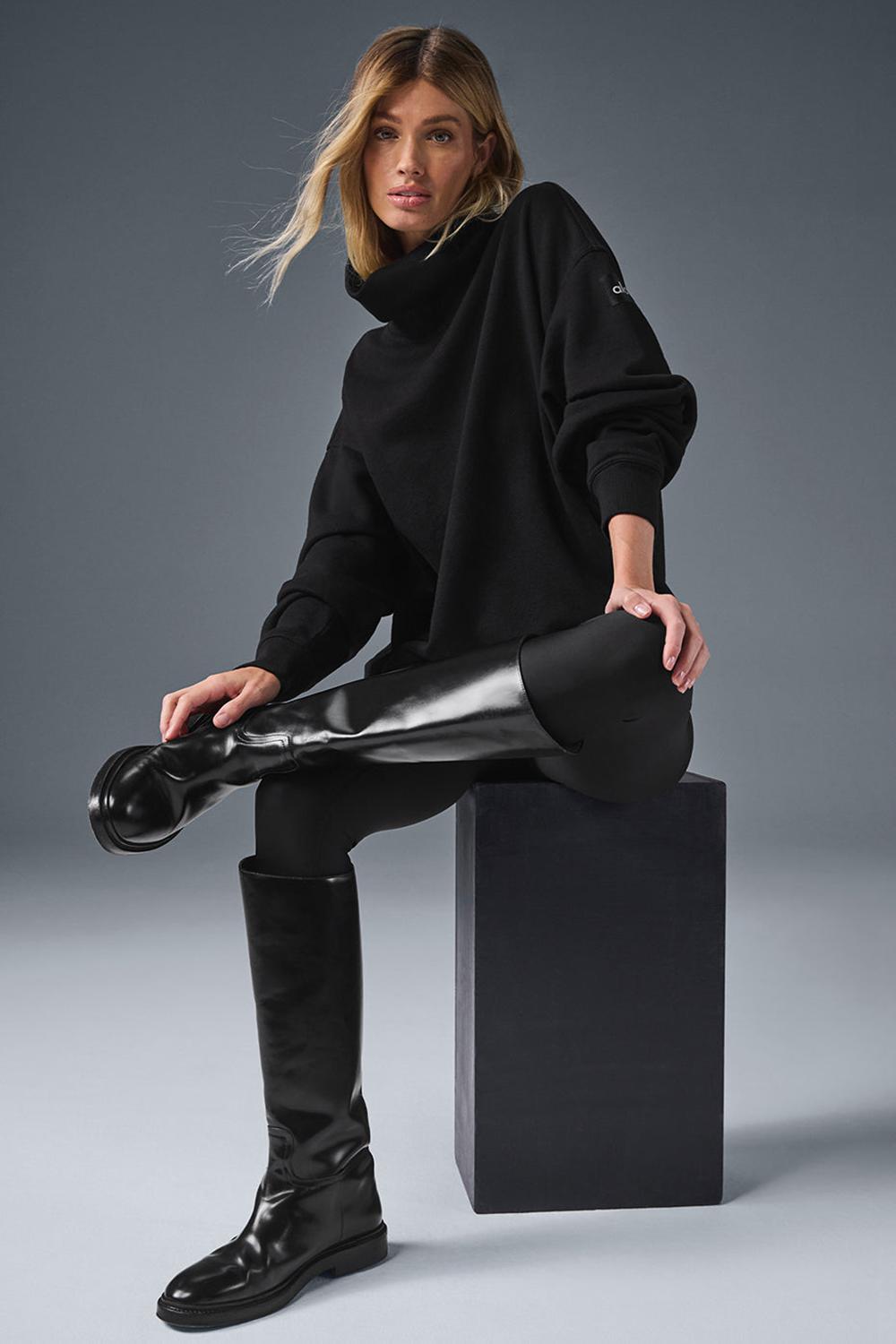 Pullover Alo Yoga Hazy Mock Neck Mujer Negras | España  KSUH-57623