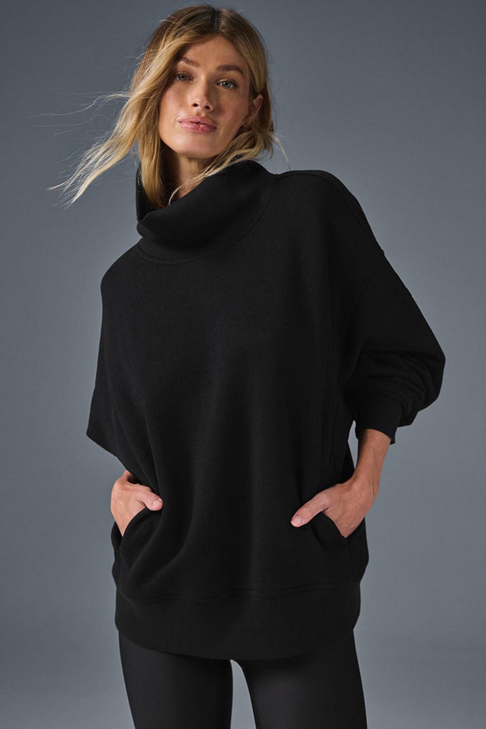 Pullover Alo Yoga Hazy Mock Neck Mujer Negras | España  KSUH-57623