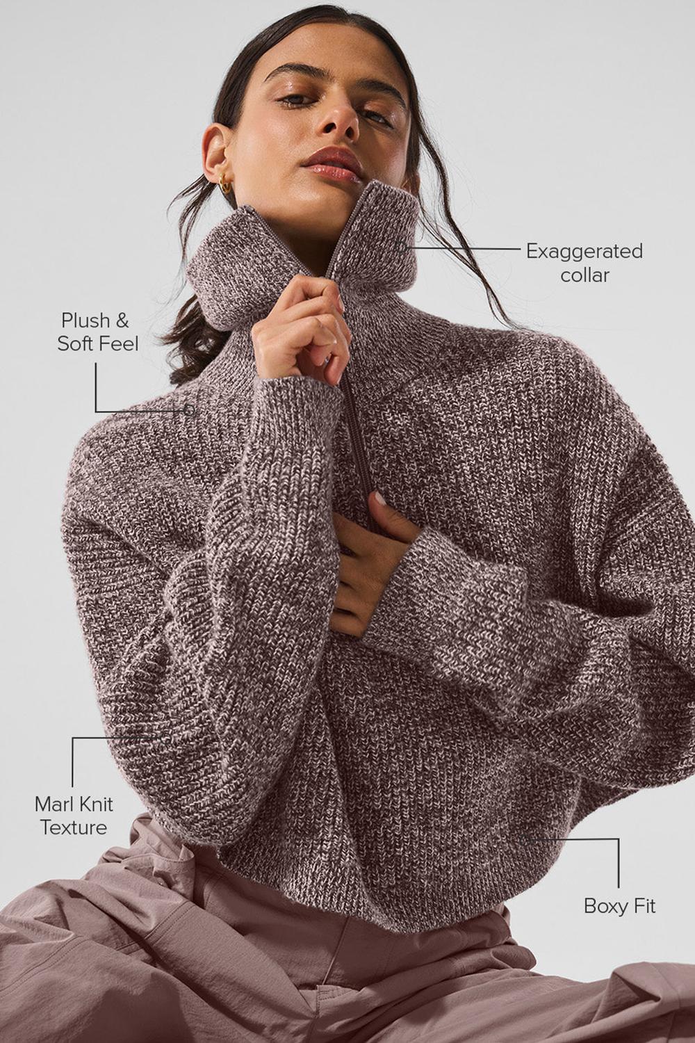 Pullover Alo Yoga Marl 1/4 Zip Mujer Mushroom Marl | España  KVJG-15408