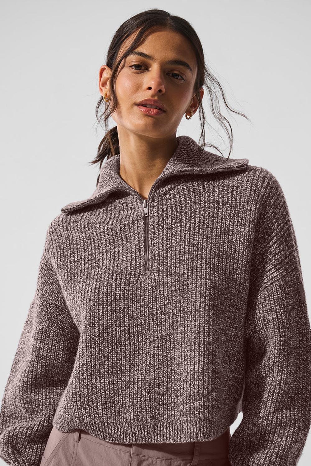Pullover Alo Yoga Marl 1/4 Zip Mujer Mushroom Marl | España  KVJG-15408